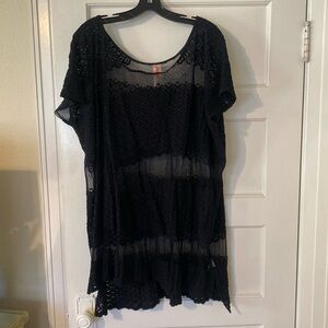 Free People Boho Black Mesh/Lace Oversized Tunic